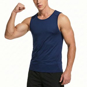 High Quality Wholesale Custom Own Brand All Season Men's Tank <b>Tops</b> Gym Workout Sports Fitness Soft Spandex Polyester Tank <b>Tops</b> - Product Image 4