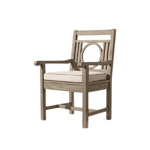 Silla de Comedor Rústica de Teca para Exteriores con Cojín de Espuma, Estructura de Madera Resistente y Patas Cónicas para Patio o Terraza - Product Image 6