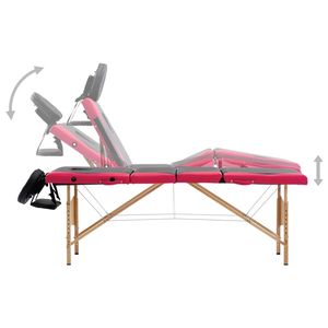 Table de massage pliable en bois noir et rose à 4 zones, qualité supérieure, pour les thérapeutes - Product Image 3
