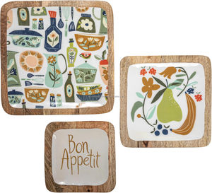 Bandeja de Servir de Madera Premium con Diseño Art Deco, Tema Floral, Acabado Pulido Liso, para Bodas, Jubilaciones, Ramadán, Paquete de Varias Piezas - Product Image 6