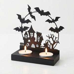 Porte-bougie en métal en forme de toile d'araignée, couleur noire, pour décorations d'Halloween à la maison - Product Image 5