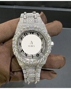 Montre mécanique entièrement sertie de diamants Moissanite VVS pour homme, en acier inoxydable, style luxe, mode hip-hop, prix de gros - Product Image 1