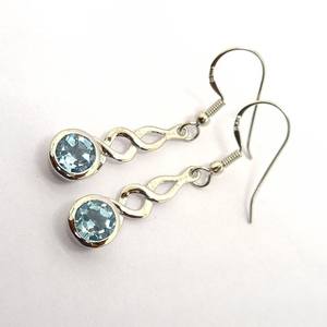 Pendientes Cruzados de Topacio Azul Cielo Natural, Plata de Ley 925, Regalo de Piedra de Nacimiento de Diciembre para Ella, Aniversario - Product Image 5