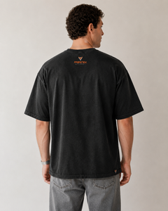 FABRINEX Men's Oversized <b>Black</b> <b>T</b>-<b>Shirt</b> Acid Wash Graphic Print Streetwear Style Short Sleeve O-Neck 100% Cotton Canvas - Product Image 2