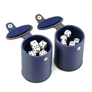 Copa de Dados Redonda de PU Azul, Estilo Clásico, Estuche de Almacenamiento Duradero para Juegos de Adultos - Product Image 5