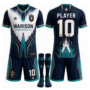 Conjuntos Deportivos de Fútbol Personalizados por Sublimación para Adultos, Secado Rápido, 100% Poliéster, Uniformes Unisex para Equipos de Fútbol - Product Image 1