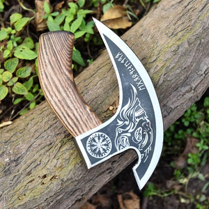 Professional Handmade High Quality Pizza Cutter <b>Axe</b> High Carbon Steel Pizza Slicer <b>Axe</b> with Wooden Handle & Leather Sheath - Product Image 5