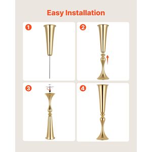 12 pièces – Vases à fleurs électroplaqués de 55 cm de haut, installation facile, pour centres de table de banquet et décorations de table de mariage - Product Image 6