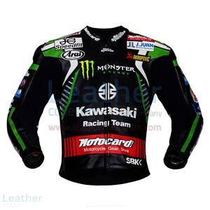 Leon Haslam WSBK <b>Racing</b> <b>Jacket</b> Rawasaki Custom Motorsport Vintage Style Cowhide Kangaroo Leather <b>Jacket</b>/Chaqueta - Product Image 1