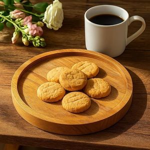 Wooden Rustic Decorative Serving Tray Platter <b>Microwave</b> Safe Wood Handicraft for Living Kitchen Diwali Wedding Tea/Coffee - Product Image 3