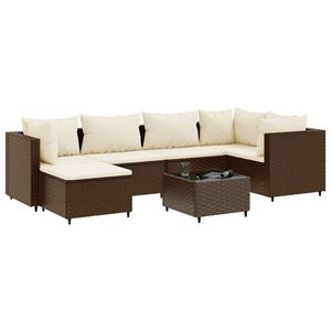 Set Lounge da Esterno in Rattan PE Marrone 7 Pezzi con Cuscini, Arredamento Moderno Contemporaneo per Uso Residenziale - Product Image 4