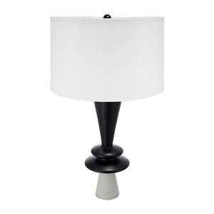 Lampada da Tavolo in Alluminio Nero D15x26.7 con Paralume Bianco, Montaggio Richiesto, Due Dischi Decorativi Diversi - Product Image 2