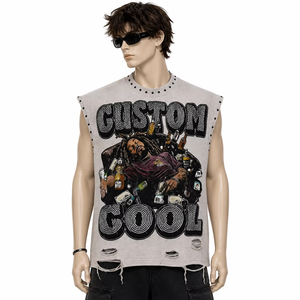 Camiseta sin Mangas Glory Personalizada con Estampado Gráfico Extra Grande, 100% Algodón Jersey, Diseño Hip Hop Streetwear Unisex - Product Image 3