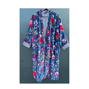 Peignoir en tissu de velours à motif de cocotier avec cordon de serrage Peignoirs de bain toutes saisons - Product Image 2