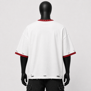 เสื้อยืดโอเวอร์ไซส์ทรงหลวมไหล่ตกสำหรับผู้ชาย |   เสื้อยืดสตรีทแวร์พิมพ์ลาย DTG วินเทจ 250 GSM |   เสื้อยืดผ้าฝ้ายแท้ 100% ประดับคริสตัล - Product Image 2