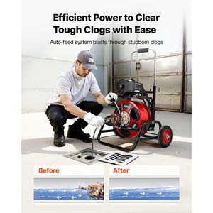 Macchina Portatile per la Pulizia degli Scarichi con Spirale Autoalimentata da 100 FT X 1/2 Pollici e Ruota Auto-Scalante - Product Image 2