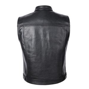 Custom Men Genuine Leather Motorbike Vest for Men Handmade Western Waistcoat All Seasons Manufacturer Supplier - Product Image 1