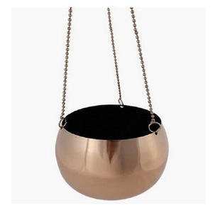 Wholesale Price Rose Gold Plated Metal Hanging Planter Decorative Ball Shape Balcony Hanging <b>Plant</b> Holder Garden Decor Supplies - Product Image 6