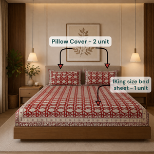 Cotton King Flat Bed Jaipur Hand Block Print Eco Friendly Soft Breathable Durable 200TC All Season <b>Bedding</b> <b>Set</b> Boho Design Home - Product Image 6