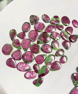 Cabujón de Zoisita Rubí Natural, Gema Suelta de Formas Mixtas, Corte Pera, Rosa Verde, Piedra Anyolita para Fabricación de Joyas, Venta al por Mayor a Granel - Product Image 1