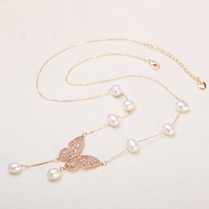 Collar de Lujo de Alta Gama para Mujer, con Colgante de Borla de Mariposa y Perla de Agua Dulce Auténtica, Collar de Alta Calidad para Mujer - Product Image 1