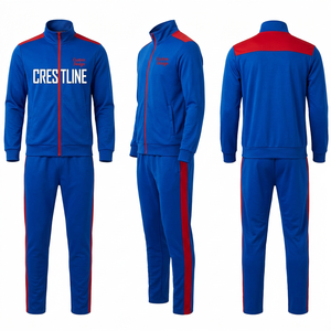 Conjunto Deportivo Crestline para Hombre, Color Azul, Bloques de Color, Manga Larga, Capucha con Cremallera Frontal, Logotipo Personalizado, Bolsillos Laterales, Ropa de Otoño - Product Image 6