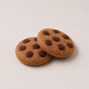Handmade <b>Wool</b> Felt Chocolate Chip Cookie Pretend Play Soft Toy for 3-6 Year Olds-Unisex Educational Gift - Product Image 3