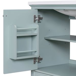 Mobile Bagno Multifunzionale da 30 Pollici con Lavabo Integrato, Struttura Solida in MDF Verde, con Ante e Cassetti - Product Image 5