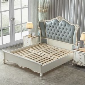 Hot Sale Modern Classic White Blue Bedroom Set Upholstered Bed Frame Luxury Furniture for Hotel Villa Project High Quality - Product Image 4