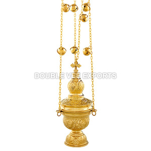 Incensario Ortodoxo de Latón con Cadenas y Campanas |   Incensario para Iglesia - DOUBLE VEE EXPORTS - Product Image 2