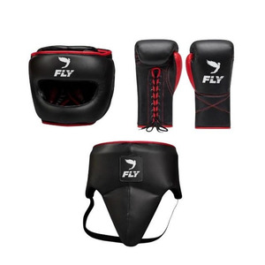 Complete <b>Boxing</b> Training <b>Set</b> with Lace Up Gloves Protective Headgear and Groin Guard Equipment - Product Image 1
