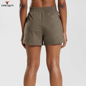 Shorts de sport et de yoga taille haute respirants 100 % coton pour femme, effet push-up, fins, pour l'été, fitness, course en extérieur, motif à carreaux - Product Image 2