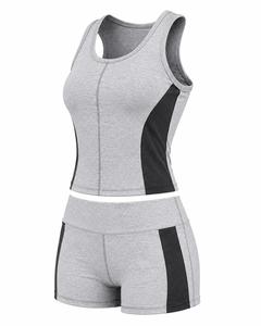 Women's Plus Size 2 Piece Yoga Set Racerback Sleeveless <b>Crop</b> <b>Top</b> Mid Waist Shorts Solid Color Spandex Sport Wear - Product Image 2