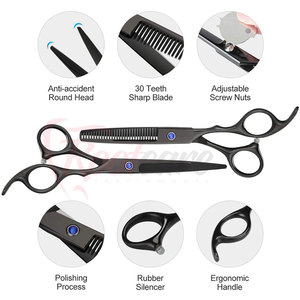 Nouveaux ensembles de ciseaux de barbier pour la coupe de cheveux, avec poignée lisse - Product Image 3