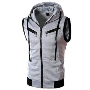 Men <b>Sleeveless</b> Summer Zipper-Up <b>Hoodie</b> for Bodybuilding Fitness Lightweight Quick Dry Breathable Fleece Polyester Cotton Custom - Product Image 6