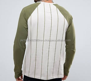 T-shirt à manches longues personnalisées, bicolore, à rayures verticales, avec motif graphique, de haute qualité, design tendance pour homme. - Product Image 4