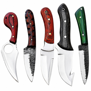 Couteau à dépecer Burraq fait main en acier Damas, épaisseur 0,5 mm (0,025 po), manche en bois coloré, option DIY/OEM, lame Drop Point, 9 pouces - Product Image 6