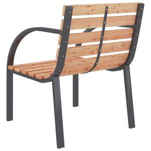 Juego de 2 sillas de jardín de madera marrón con estructura de acero, asiento y respaldo cómodos - Product Image 6