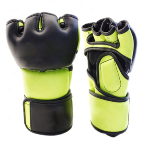 Gants de MMA demi-doigts Rahsal Industries en cuir avec fermeture au poignet, noir et orange, pour arts martiaux, kick-boxing, unisexe - Product Image 5