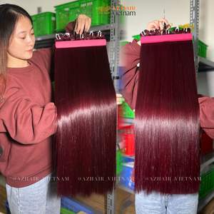Nouvelle tendance, lot de cheveux vierges vietnamiens de qualité supérieure, prix de gros, super double trame, couleur bordeaux - Product Image 2