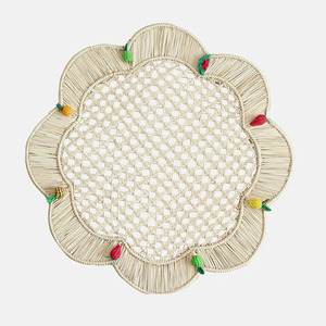 Elegant Brown Wavy Placemat Scalloped Rattan Placemats for Dining Table Boho Rattan Charger <b>Plates</b> Customize from Vietnam - Product Image 5