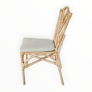 Silla de Comedor de Ratán Natural, Estilo Tradicional Moderno para Exteriores, con Cojín de Algodón Blanco, Patas de Madera, Muebles Ecológicos para el Hogar y Hoteles - Product Image 5