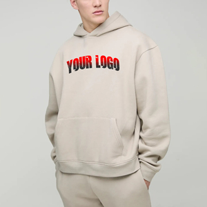 Hoodie personnalisé à épaules tombantes, coupe oversize, effet délavé soleil et usé, sérigraphie, beige, coupe courte - Product Image 4