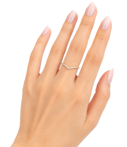 DEF Color VS VVS Clarity Round Lab Diamond <b>Ring</b> 9K 10K Solid Gold Minimalist Chevron Moissanite Diamond <b>Stacking</b> Engagement <b>Ring</b> - Product Image 6