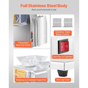 Máquina Cortadora de Carne Comercial de 850W, Acero Inoxidable, Cuchilla Desmontable de 5 mm de Grosor, Rebanadora de Carne de 551 lb/h - Product Image 6