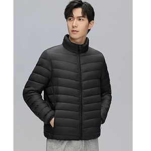 Veste matelassée légère pour homme à col montant, fermeture éclair, coupe-vent, couleur unie, décontractée, coupe ajustée, longueur standard, manteau d'automne - Product Image 4