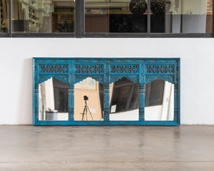 Modern Statement <b>Mirror</b> for Sofa Wall Elegant Multi <b>Panel</b> Reflection Design with Intricate Architectural Detail - Product Image 3