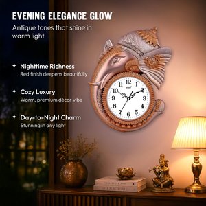 Sonam Quartz Lord Ganesha <b>Wall</b> <b>Clock</b> - 3D Luxury Rose Gold Ganpati Idol Decor - <b>Silent</b> Non-Ticking Religious Timepiece for Home - Product Image 6