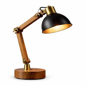 Lámpara de Escritorio Moderna de Madera Ajustable con Pantalla de Metal, Lámpara de Mesa Industrial Vintage para Oficina en Casa - Product Image 1