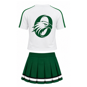 Ensemble uniforme de cheerleading blanc et vert, haut à manches courtes, jupe plissée, vêtements de sport d'équipe, tenue d'entraînement performante, vêtements de compétition - Product Image 2